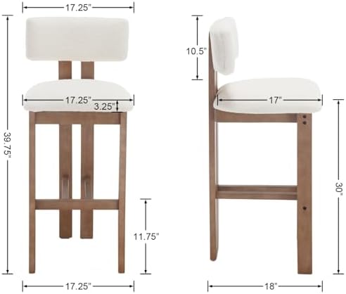 DUOMAY Modern Bar Stools Set of 2, 26'' Counter Height Bar Stools wit...