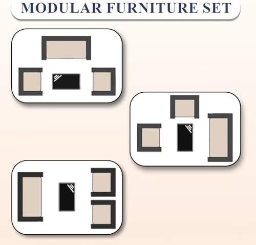 ALAULM 4 Pieces Patio Furnitrue Set Outdoor Patio Conversation Set Wicker Cha...