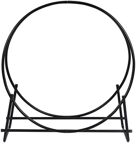 COSTWAY 41” Firewood Log Rack, Powder-Coated Steel Fireplace Wood Holder w/Do...