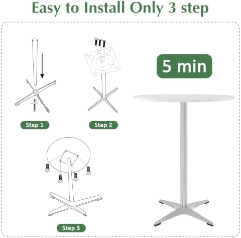NOBPEINT Modern Round Pub Tables Bar Tables with Metal Cross Base, Wooden Coc...