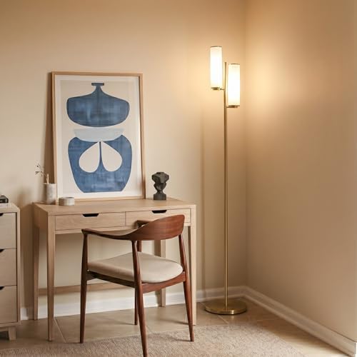 Brightech Gemini Dimmable Floor Lamp with Two Lights - Modern Tall Tree Lamp ...