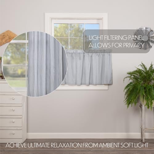 VHC Brands Sawyer Mill Blue Window Tier Set Country Kitchen Curtains Farmhous...