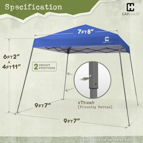CAPHAUS One-Push Pop Up 8x8 Canopy Tent, Heavy-Duty Commercial Grade with Cen...