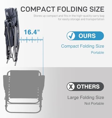 EVER ADVANCED Oversized Folding Rocking Camping Chair, Padded Portable Rocker...
