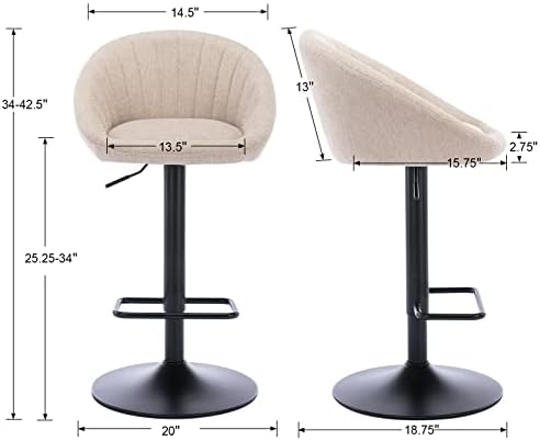 CIMOTA Swivel Adjustable Bar Stools Set of 2 Modern Counter Stools Bar Chairs...
