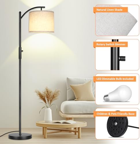 ROTTOGOON Dimmable Floor Lamp, Arc Floor Lamps for Living Room, Stepless Dimm...