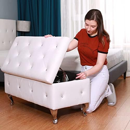 AC Pacific Glam 38 Inches Storage Ottoman Bench for Entryway, Hallway, Living...
