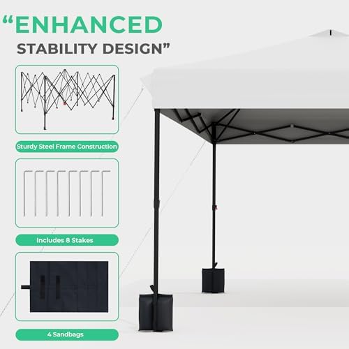 JEAREY 10x10 Pop Up Canopy Tent, Easy Up Outdoor Market Canopy, White
