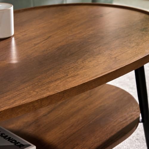 AGV Oval Coffee Table with Storage Shelf, 47" Mid Century Modern Coffee ...