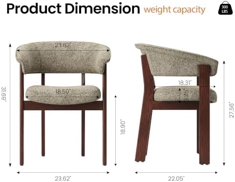 COLAMY Fully Assembled Upholstered Dining Chair Set of 4,Solid Red Oak Wood K...