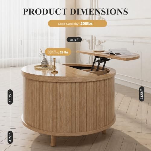 Easyego Lift Top Coffee Table for Small Spaces, 31.5" Mid-Century Modern...