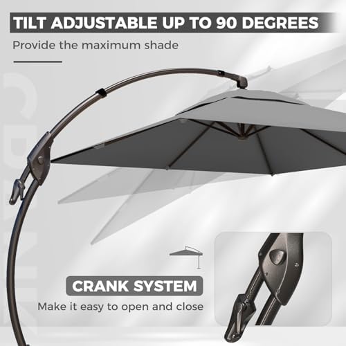Grand patio 10x13 FT Large Cantilever Umbrella with Base & Cover, Gray