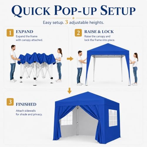 Yaheetech 10x10 Pop Up Canopy Tent with 4 Removable Sidewalls, Blue
