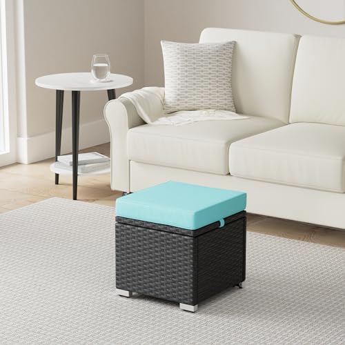 Best Choice Products Set of 2 Wicker Ottomans, Multipurpose Outdoor Furniture...