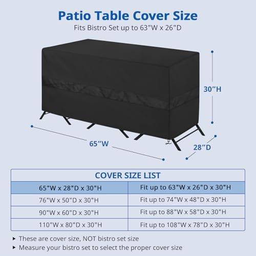 SunPatio Bistro Set Cover Waterproof, Outdoor Patio 3 Pieces Furniture Set Ta...