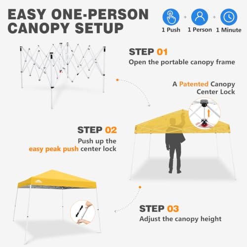 EAGLE PEAK 10x10 Slant Leg Pop Up Canopy Tent, Yellow