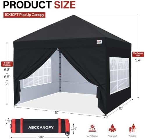 abccanopy 10x10 pop up canopy tent, enclosed with shown in use