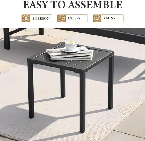 Crestlive Products Aluminum Outdoor Side Table, Pool Lounge Chair Side Table,...