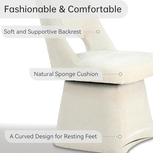 VKNOW Upholstered Swivel Dining Chair with Curved Open Back