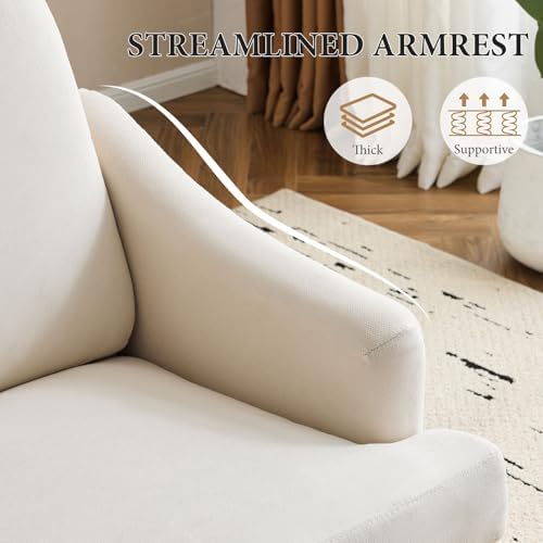 Bezseller Modern Accent Chair with Wood Legs, Beige