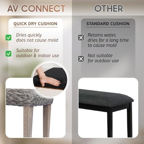 Outdoor Rattan Backless Bench with PE Wicker & Acacia Wood Frame, Grey