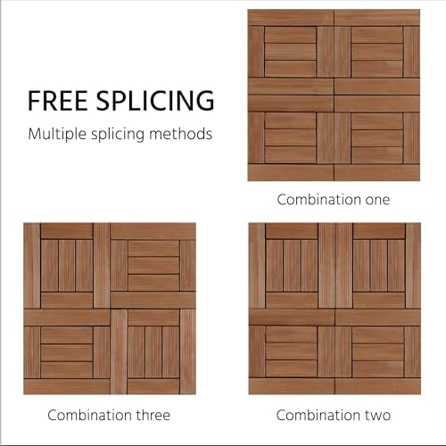 Yaheetech 27PCS Patio Floor Tiles Outdoor Interlocking Deck 12 x 12in,Brown