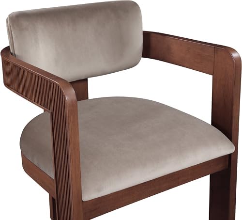 Meridian Furniture Sacha Velvet/Rubberwood Dining Chair, Taupe, Set of 2