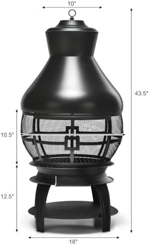 Giantex Wood Burning Chiminea, Heavy Duty Fireplace Chiminea for Patio