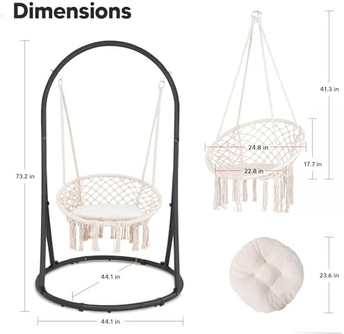 SUNCREAT Hammock Chair with Stand Included, Heavy Duty Hanging Chair with Sta...