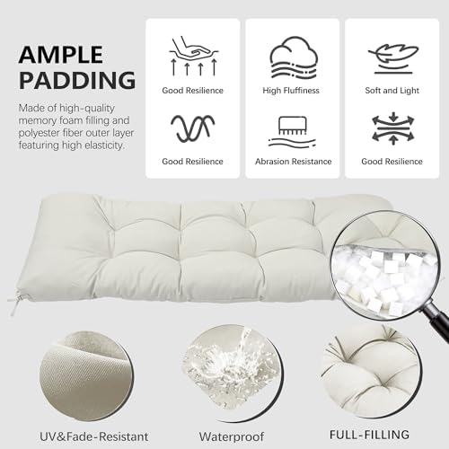 Yddsky 3Pcs Wicker Chair Cushion Sets for Patio Furniture,White,47*19*4'&...