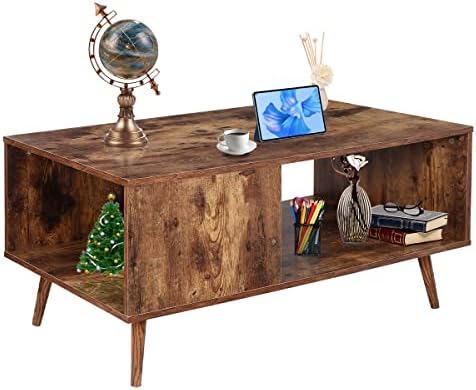 ZenStyle Mid Century Modern Coffee Table, Wooden Retro Coffee Table with Open...