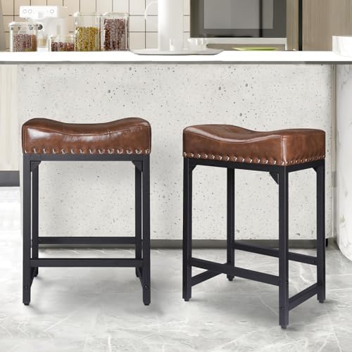 Bar Stools Set of 2, Counter Height Bar Stools for Kitchen Counter, 24 Inch S...