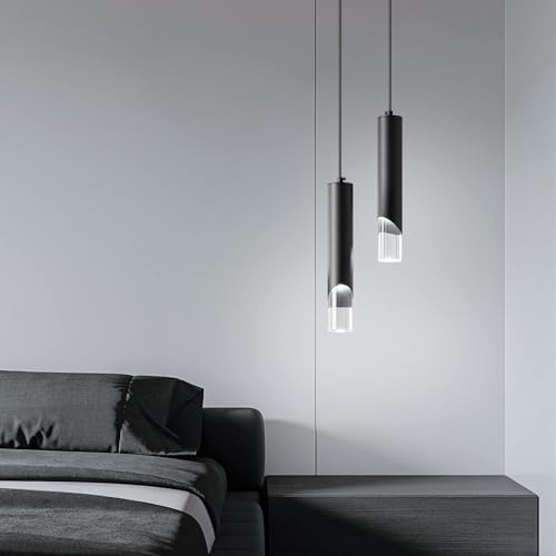 Modern Pendant Light Kitchen Light Fixture Dimmable LED Black Mini Pendant Li...