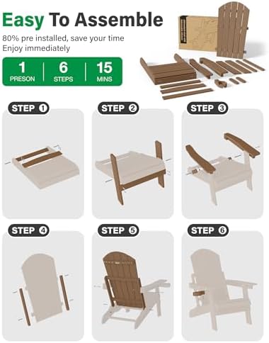 YEFU Adjustable Adirondack Chair with Footrest,All-Weather, Set of 2,Teak