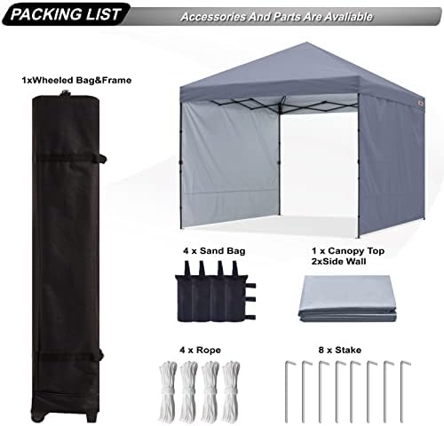 ABCCANOPY Easy Pop up Canopy Tent with 2 Sidewalls for Outdoor Sun Blocking o...