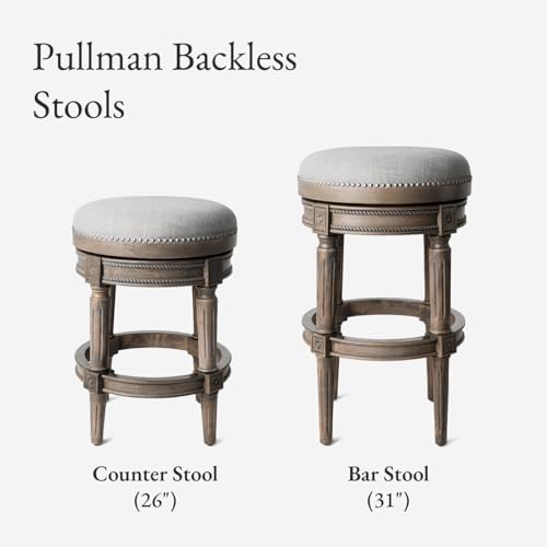 Maven Lane Pullman Backless Bar Stool, Weathered Oak Finish, 30"