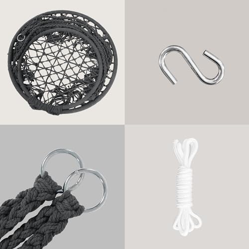 SUNCREAT Hammock Chair Hanging Macrame Swing, Pack of 2, Grey