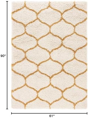 SAFAVIEH Hudson Shag Rug 5'3"x7'6", Plush Trellis Ivory &am...
