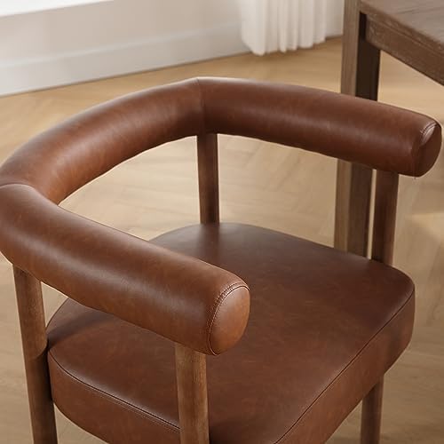 RIVOVA PU Leather Dining Chairs Set of 6, Modern Upholstered Dining Chairs, C...