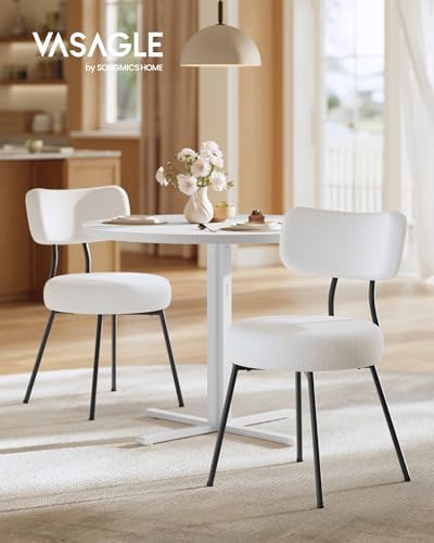 VASAGLE Dining Table Set, Round Dining Table with 2 Upholstered Chairs