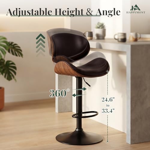 Bar Stools Set of 2, Adjustable Height 24-33'' Swivel Bar Chairs