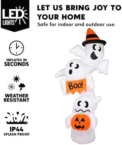 JOYIN Halloween Inflatable Ghost Outdoor Decorations, Giant Overlap Ghost Inf...