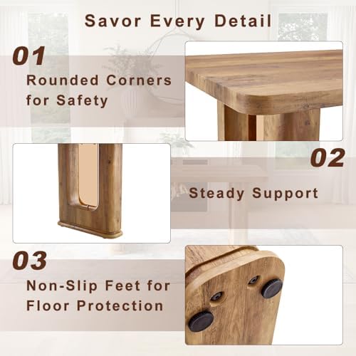64.5" Dining Room Table Set for 6, Modern Farmhouse Wood Dining Table Se...