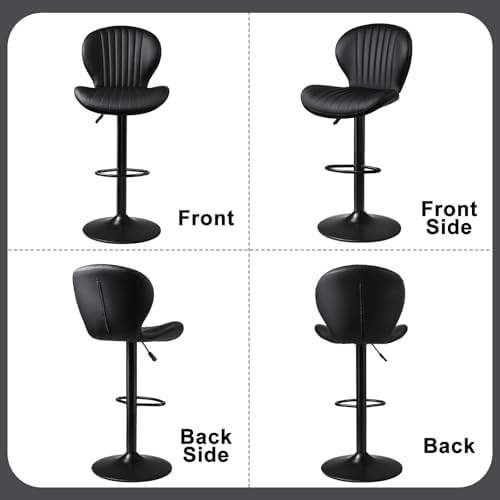 Waleaf Swivel Bar Stools Set of 4, Adjustable Counter Height with Backrest