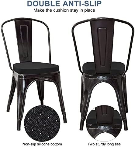 GUEGLSA Outdoor Metal Chair Seat Cushions 14x14 inch, Waterproof Non Slip Din...