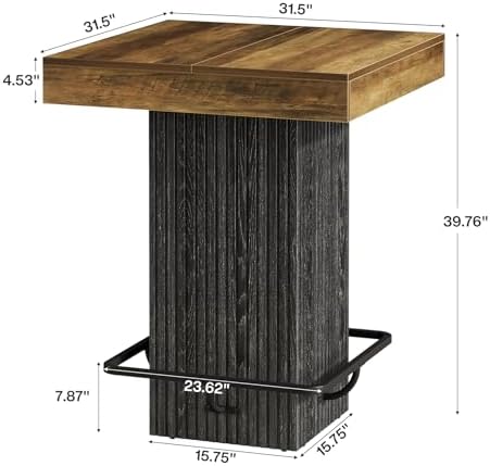 Tribesigns Square Bar Table, Kitchen Dining Table, Industrial Counter Height ...