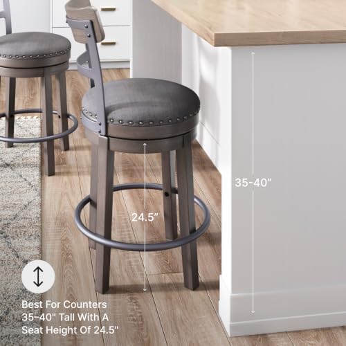 Signature Design by Ashley 1-Piece Swivel Counter Height Bar Stool, Gray
