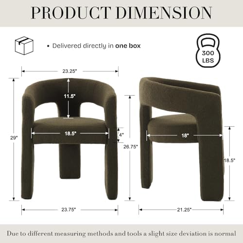 Modern Sherpa Barrel Dining Chair Upholstered Faux Fur Dining Room Chair with...