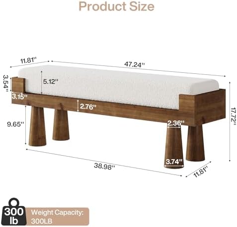Tribesigns Upholstered Entryway Bench, Shoe Bench End of Bed for Bedroom
