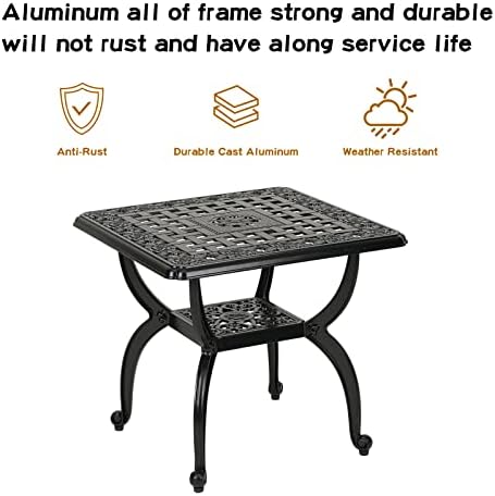 YKSY&YKSY Jardin DE Centennial Cast Aluminum Outdoor Side Table,Anti-Rust...